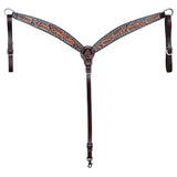 HILASON Western Horse Leaf Hand Carved Breast Collar Genuine Leather Dark Brown - Uhorse