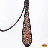 HILASON Western Horse Leaf Headstall Breast Collar Set Genuine Leather Dark Brown
