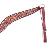 HILASON Western Horse Floral Headstall Breast Collar Set Genuine Leather Brown