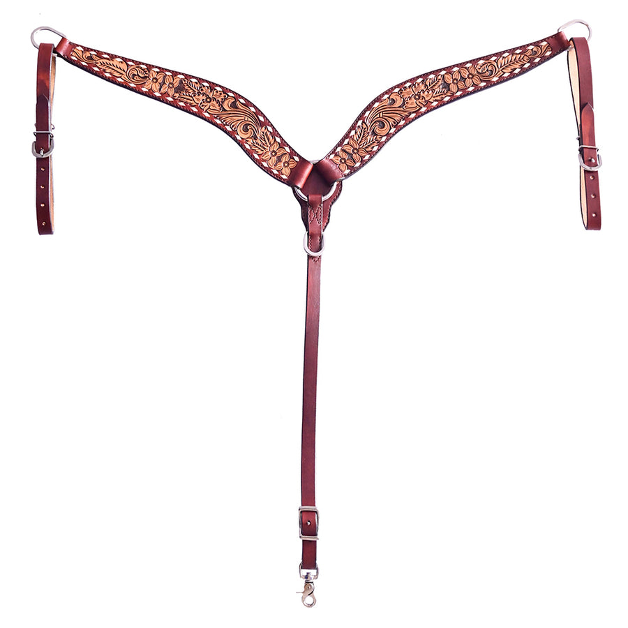 HILASON W. H. Floral Headstall Breast Collar Set Genuine Leather Brown by Hilason – Cowboy and equestrian accessories
