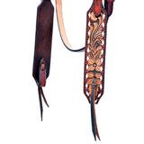 HILASON Western Horse Floral Headstall Breast Collar Set Genuine Leather Brown