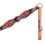 HILASON Western Horse Floral Headstall Breast Collar Set Genuine Leather Tan