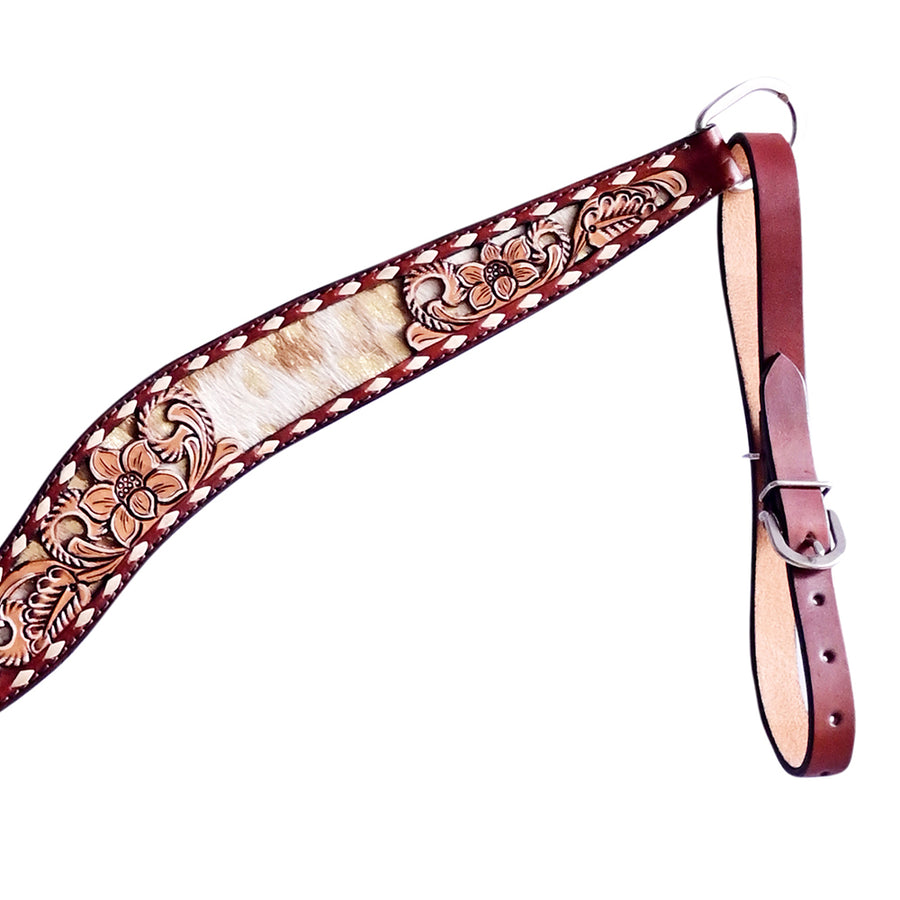 HILASON Western Horse Floral Headstall Breast Collar Set Genuine Leather Brown