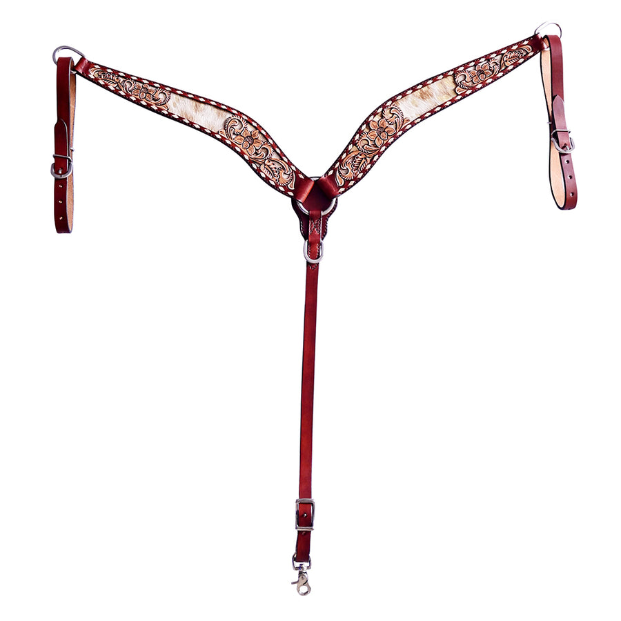 HILASON W. H. Floral Headstall Breast Collar Set Genuine Leather Brown by Hilason – Cowboy and equestrian accessories