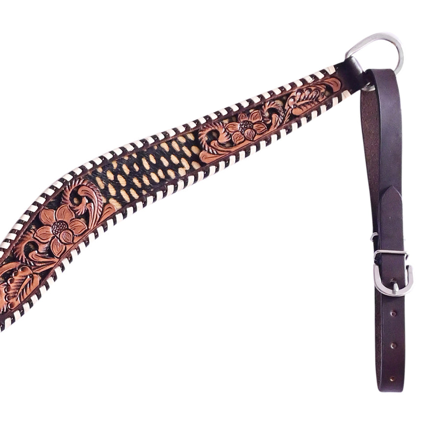 HILASON Western Horse Floral Headstall Breast Collar Set Genuine Leather Dark Brown