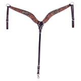 HILASON W. H. Floral Headstall Breast Collar Set Genuine Leather Dark by Hilason – Cowboy and equestrian accessories