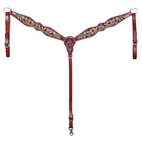 HILASON Western Horse Floral Headstall Breast Collar Set Genuine Leather Brown - Uhorse