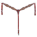 HILASON W. H. Floral Headstall Breast Collar Set Genuine Leather Brown by Hilason – Cowboy and equestrian accessories