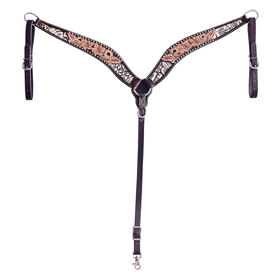 Hilason W. H. Floral Hand Painted American Leather Breast Collar Dark by Hilason – Cowboy and equestrian accessories
