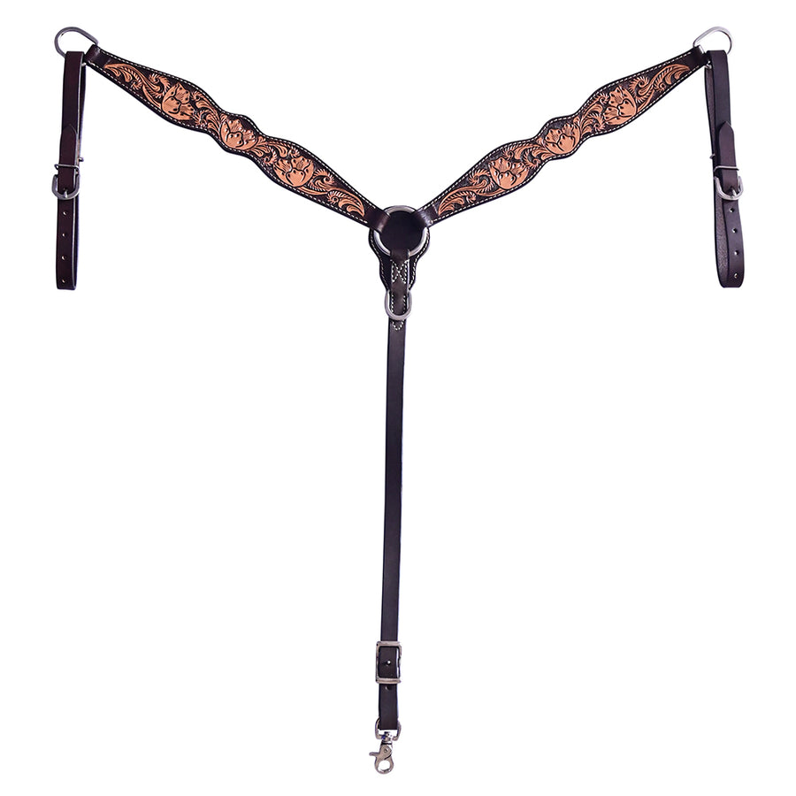 Hilason H. Floral Hand Carved American Leather Breast Collar Headstall by Hilason – Cowboy and equestrian accessories