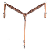 Hilason W. H. Floral Hand Carved American Leather Breast Collar Tan – by Hilason – Cowboy and equestrian accessories