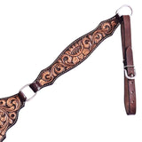 COMFYTACK Horse Floral Hand Carved Headstall Breast Collar Genuine Leather Brown