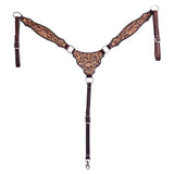 COMFYTACK Horse Floral Hand Carved Headstall Breast Collar Genuine Leather Brown