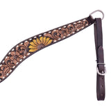 Hilason Horse Floral Hand Painted American Leather Breast Collar Headstall Dark Brown