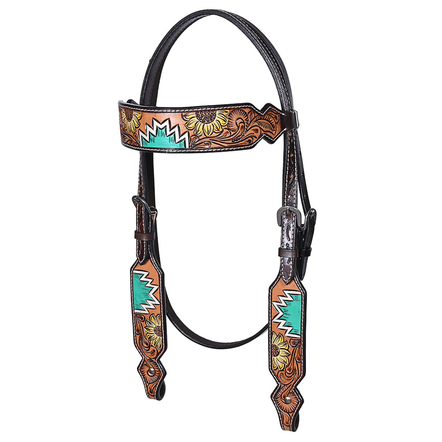 HILASON Western Horse Headstall & Breast Collar American Leather Hand Carving