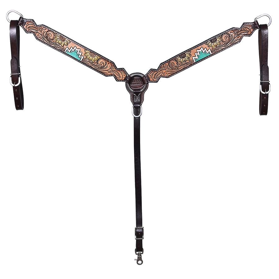 HILASON Western Horse Headstall & Breast Collar American Leather Hand Carving