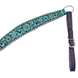 Hilason Horse Floral Hand Painted American Leather Breast Collar Headstall Turquoise