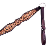 Hilason Horse Floral Hand Carved American Leather Breast Collar Headstall Dark Brown