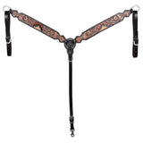 HILASON Western Horse Headstall & Breast Collar American Leather Hand Carving