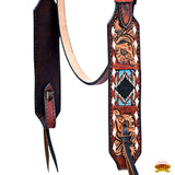 HILASON Western Horse Headstall & Breast Collar American Leather Floral Beaded