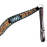 Hilason Horse Floral Hand Carved American Leather Breast Collar Headstall W/ Beaded Work Dark Brown