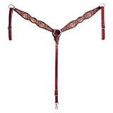 Hilason Horse Floral Hand Carved American Leather Breast Collar Headstall Brown