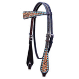 HILASON Western Horse Leaf Headstall Breast Collar Set Genuine Leather Dark Brown