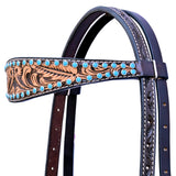 HILASON Western Horse Leaf Headstall Breast Collar Set Genuine Leather Dark Brown