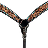 HILASON Western Horse Leaf Headstall Breast Collar Set Genuine Leather Dark Brown