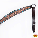 HILASON Western Horse Leaf Headstall Breast Collar Set Genuine Leather Dark Brown