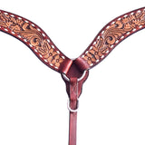 HILASON Western Horse Floral Headstall Breast Collar Set Genuine Leather Brown