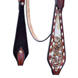 HILASON Western Horse Floral Hand Carved Tack Set Genuine Leather Brown