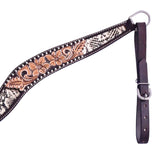 Hilason Horse Floral Hand Painted American Leather Breast Collar Headstall Dark Brown