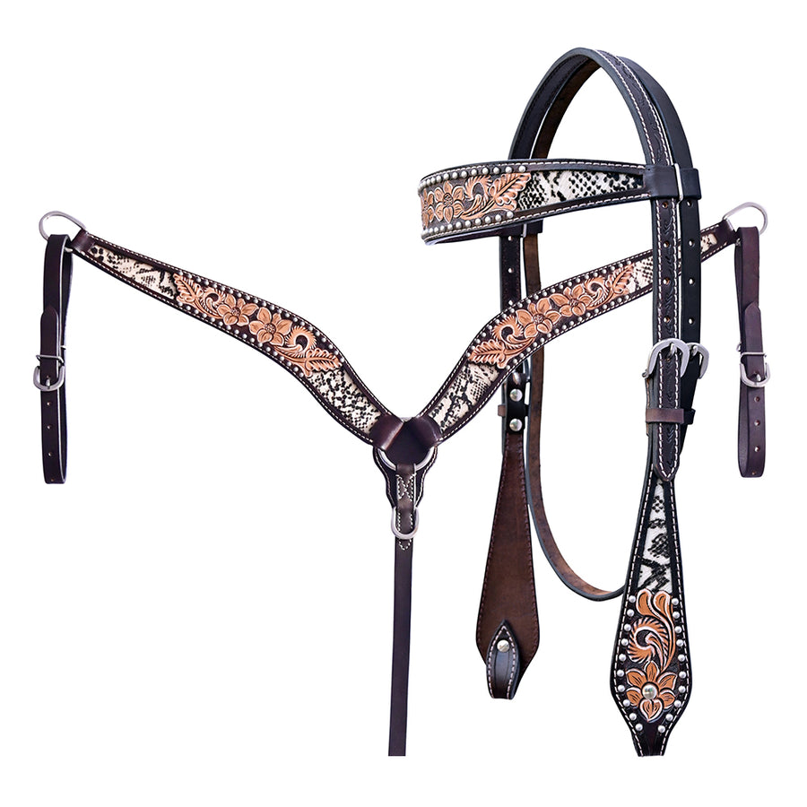 Hilason H. Floral Hand Painted American Leather Breast Collar by Hilason – Cowboy and equestrian accessories
