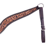 Hilason Horse Floral Hand Carved American Leather Breast Collar Headstall Dark Brown