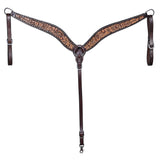 Hilason Horse Floral Hand Carved American Leather Breast Collar Headstall Dark Brown
