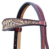 Hilason Horse Floral Hand Carved American Leather Breast Collar Headstall Brown