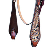 Hilason Horse Floral Hand Carved American Leather Breast Collar Headstall Brown