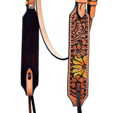 Hilason Horse Floral Hand Painted American Leather Breast Collar Headstall Tan