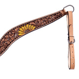 Hilason Horse Floral Hand Painted American Leather Breast Collar Headstall Tan