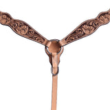 Hilason Horse Floral Hand Carved American Leather Breast Collar Headstall Tan