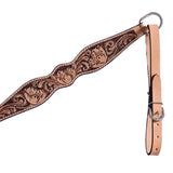 Hilason Horse Floral Hand Carved American Leather Breast Collar Headstall Tan