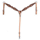 Hilason Horse Floral Hand Carved American Leather Breast Collar Headstall Tan