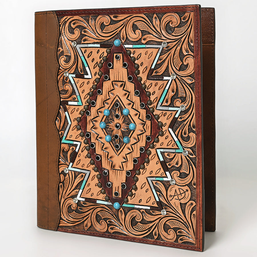 American Darling Hand-Tooled Floral Genuine Leather Western Portfolio Bag - Uhorse
