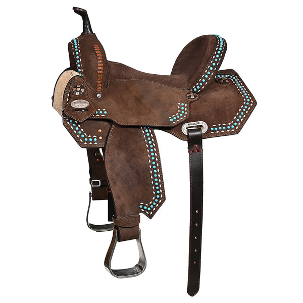 Hilason Western Horse Barrel Flex Tree Trail American Leather Saddle Brown - Uhorse
