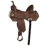 14 In Hilason Western Horse Barrel Flex Tree Trail American Leather Saddle Brown - Uhorse