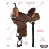Hilason Western Horse Barrel Flex Tree Trail American Leather Saddle Dark Brown Gorgeous Floral Hand Tooled & Carved