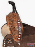 Hilason Western Horse Barrel Flex Tree Trail American Leather Saddle Dark Brown Gorgeous Floral Hand Tooled & Carved