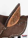 Hilason Western Horse Barrel Flex Tree Trail American Leather Saddle Dark Brown Gorgeous Floral Hand Tooled & Carved