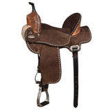 16 In Hilason Western Horse Barrel Flex Tree Trail American Leather Saddle Dark Brown Gorgeous Floral Hand Tooled - Uhorse